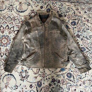 Distressed Brown Leather Men's Jacket